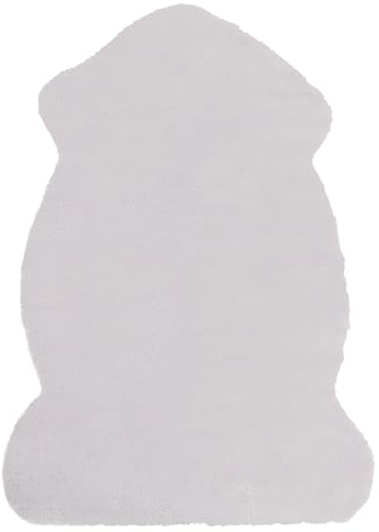 Beliani Kunstfell Teppich Kaninchen grau Überwurf Webpelz Fellform 60 x 90 cm Undara