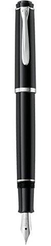 Pelikan Füllhalter Classic 205, Schwarz, Feder M (mittel), hochwertiger Patronenfüller im Geschenk-Etui, 820707