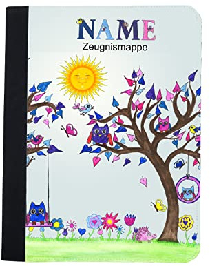 Maus-Design Zeugnismappe personalisiert Eule mit Name | Klarsichthüllen A4+, Urkundenmappe, Dokumentenmappe