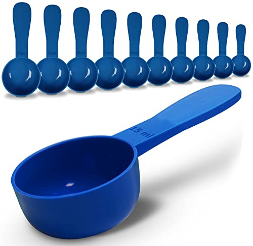 REGEN Lot de 10 cuillères doseuses réutilisables en plastique à manche court 15 ml Idéal pour les liquides, les poudres, les granulés, la maison, la cuisine, la restauration, les soins de santé, le