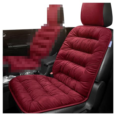 CGEAMDY Cushioned Car Seat Cover, Warm Short Plush Seat Cushion for Front Rear Pad, Soft Fuzzy Seat Protector for Winter, Auto Interior Women Men Accessories, for Vehicles, SUV, Truck (Red)