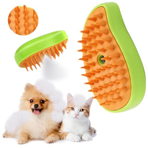 DONGTATA Spazzola a Vapore per Gatti e Cani 3-in-1 Steamy Brush Gatto e Cane Multifunzionale Spazzola Gatto con Vapore Spazzola per la Pulizia Ricaricabile dei Peli di Animali per Il Massaggio