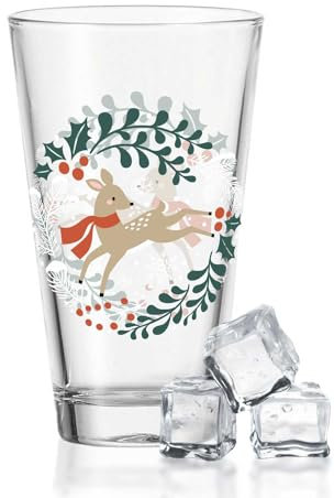 GRAVURZEILE Verre à eau avec impression UV - Motif de Noël - Chevreuil d'hiver - Décoration de Noël - Cadeaux pour garçons et filles - Pour la période de Noël pour le lutin et comme cadeau pour les