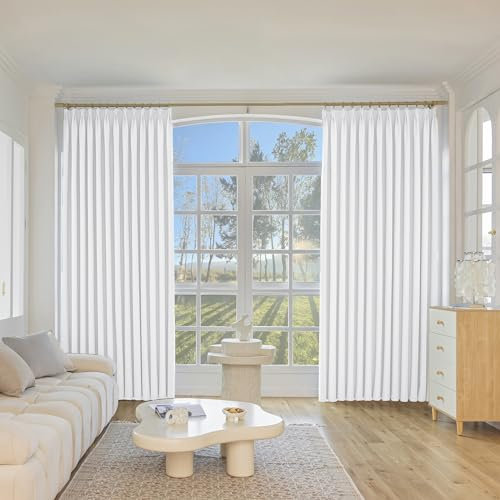 MUMFAS Plissee-Vorhang, blickdicht, wärmeisoliert, Raumverdunkelung, Fensterbehandlung, Paneel für Schlafzimmer, Boden bis Decke, Terrassentür, Schiebetür, 183 x 213 cm Länge, 1 Paneel, Weiß