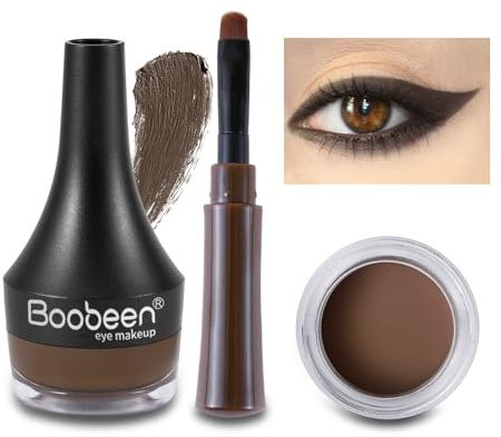 Boobeen Wasserfest Gel Eyeliner Hochpigment Augen Make-up Set Langanhaltend Für Den ganzen Tag (Dunkelbraun)