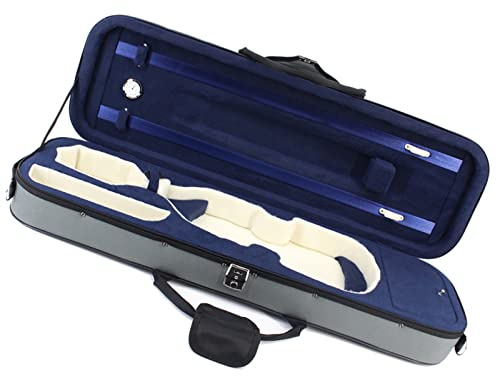 Fachmann Geigenkoffer Rechteckiger Violinenkoffer Mit Schwarzen, Grauen Und Blauen Nähten, Großer Stauraum Mit Hygrometer Und Gurten Geigenkoffer (Color : 3/4)