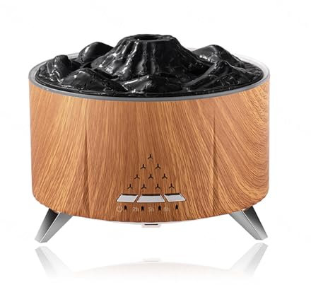 Delyx Humidificador con Aceites Esenciales Difusor de Aroma y humidificador en uno, Humidificador Bebes Bocina Bluetooth, Humidificador Fuego Humidificador Plantas Interior,Brown
