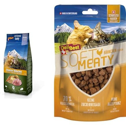 DeliBest Adult Sensitive Complete Cat Hähnchen & Soft Meatys I Katzen Leckerlies aus Schweizer Hähnchenfleisch