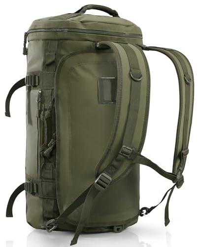 Haimont 45L Gym Duffle Backpack Bag Convertible Travel Duffle with Shoes Compartment for Men Women with Straps, Water-resistant, Army Green