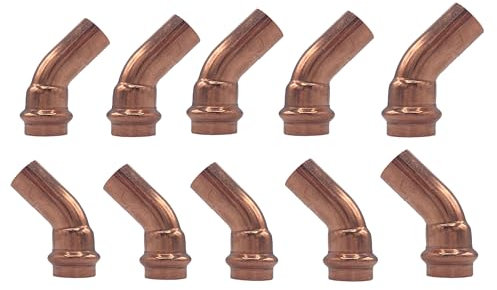 Amazinnov -Rame a crimpare Raccordo tubo in rame, connettore idraulico (ØMF16, Gomito-45°, 10, Riscaldamento)