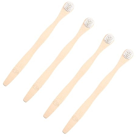 Beavorty Pulitore per Lingua in Bambù 4 Pezzi Bianco Design Ergonomico per Orale Profonda e Riduzione Dell'alito Sgradevole per Uso Quotidiano
