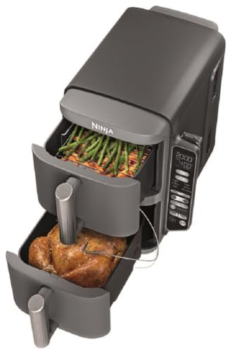 Ninja DoubleStack XL Smart Air Fryer, 2-Basket, 10 QT, 6-in-1, DoubleStack Technology Cooks 4 Foods at Once, Space Saving Design, Air Fry, Broil, Bake SL451