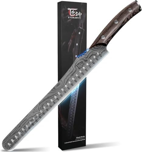 SYOKAMI 30 cm Schinkenmesser Tranchiermesser, Brisket Messer, Extrem Scharf Fleischmesser mit Volltang & Ergonomisches Griffdesign für Roastbeef, Brisket, Fleisch oder Geschenk