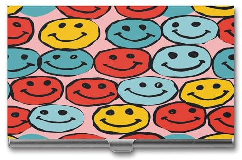 LYDSKGEQ Visitenkartenetui, Visitenkartenhalter für Damen und Herren, geeignet für jeden geschäftlichen Anlass, einfacher Smiley-Symbol-Druck, Visitenkartenbox