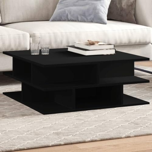 Tidyard Couchtisch Beistelltisch Sofatisch Küchentisch Wohnzimmertisch Tisch Kaffeetisch Teetisch Teetisch Speisetisch Stubentisch Schwarz 70x70x29 cm Holzwerkstoff