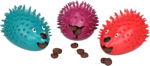 Flamingo Spielzeug für Hund Stako Igel mehere Farben L - 8,1x10,7x7,3cm - Mit Snacks oder Trockenfutter befüllbar - Keine Farbwahl möglich