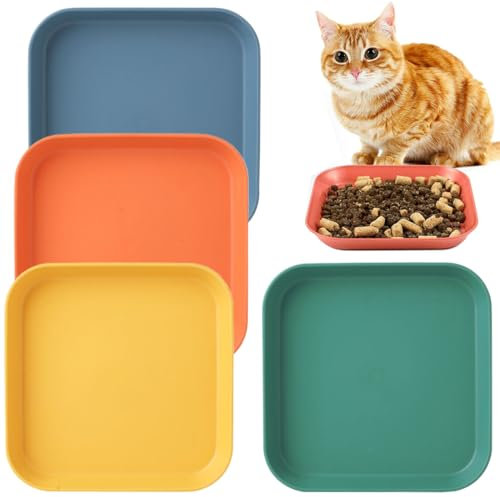 JEYORZY 4 Gamelles pour Chats en Silicone, Bols Nourriture Chat, Assiettes Antidérapantes pour Chats et Chiens