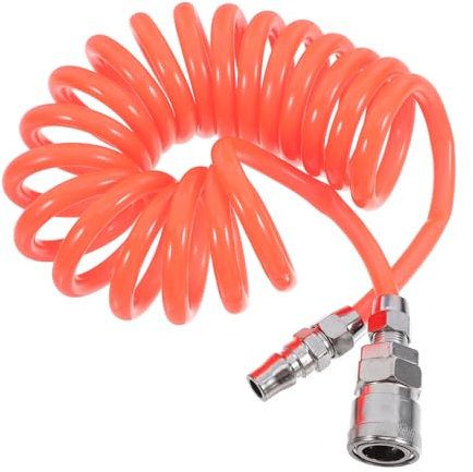 JECOMPRIS Hochdruck Pu Spiralschlauch 3m Für Luftkompressor Flexibler Druckluftschlauch Mit Schnellkupplungen Und Knickschutz Langlebiges Crimpwerkzeug Für Pu Luftschläuche