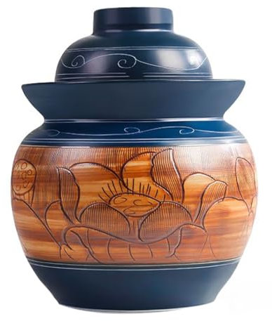 BDMRY Kimchi Jar Ceramic Fermenting Jar With Fermentation Lids, Fermenting Crock With Water Seal Airlock Lid, Ceramic Sealed Pickles Jar Fermentation Starter Kit Jars 5L