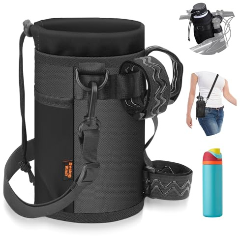 Desing Wish 12-24oz Flaschenhalter Fahrrad Getränkehalter Ohne Schrauben Trinkflaschenhalter Fahrradflaschenhalterung Getränke Halterung Wasserflaschenhalter mit Netztasche und Schultergurt Zubehör
