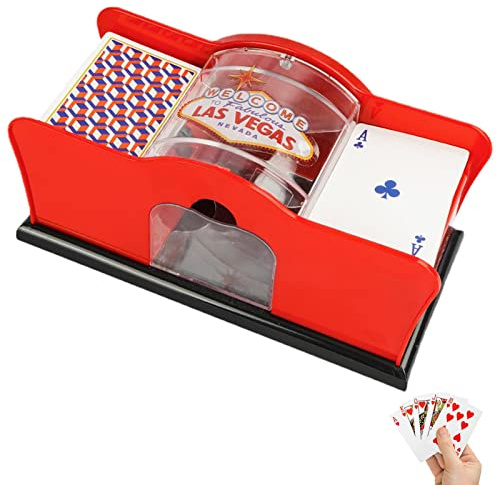 Kartenmischer Handkurbel - 23*11*11 Cm Kartenmischer 2 Deck,Manueller Kartenmischmaschine Poker,Poker Misch Maschine Manuell,Poker Cards Maschine Manuell,Für Familienparty Clubspiel Und Reisen