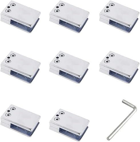 XXHNBF Pince à Verre, Lot de 8 Pinces à Verre en Acier Inoxydable 304 for Maison, Jardin, Balcon, escalier, Garde-Corps, étagère en Verre, Pinces à Verre(8~10mm)