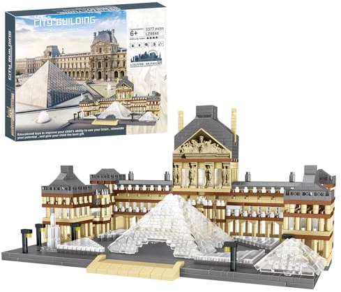 CSNRHG Set de bloques de construcción del Museo del Louvre de París Micro Bloques Arquitectura mundialmente famosa Juguete educativo para niños y adultos 3377 piezas Cumpleaños