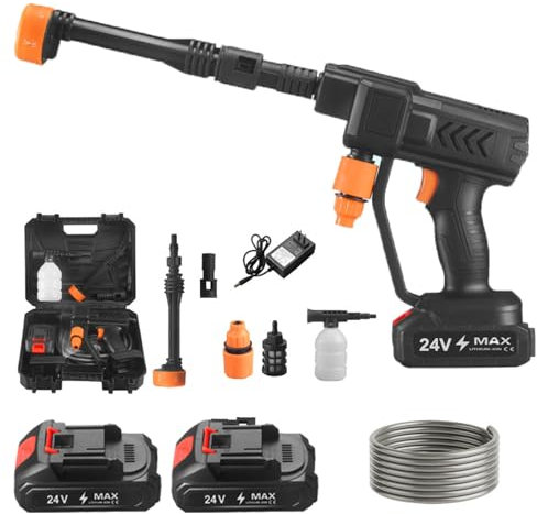 Cordless High-Pressure Washing Water Gun Car Jet Washing Machine with 2PCS Rechargeable Battery,Handheld Power Cleaner Water Gun for Car/Fence/Floor/Patio Cleaning