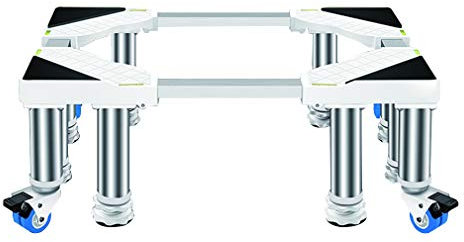 Washing machine base Adjustable Washing Machine Base Stand Large Refrigerator Cabinet Base Stand 91-105cm Dryer Stand with 8 Strong Feet 4 Locking Wheels Appliance Rollers Work Platform (White 30