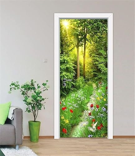 Türtapete Selbstklebend 77 x 200 cm Wald Türaufkleber Strukturansicht Türposter PVC Wandaufkleber Wasserdichte 3D Fototapete Türfolie Poster Tapete Türbilder Für Türwand Dekoration F506