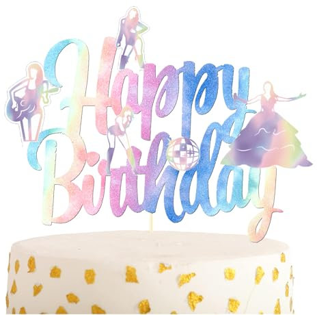 Singer Birthday Party Decoration Colorful Happy Birthday Cake Topper for Popular Music Singer Bday Party Decorations Pop Music Theme Party Baby Shower Supplies