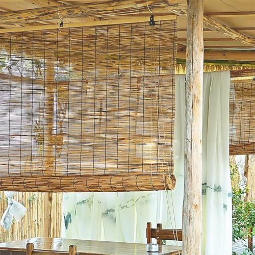 Tenda A Rullo In Bamboo Naturale Tende Avvolgibili Vintage Cortina Romane,Tende per Interni Esterno Per Patio Giardino Soggiorno (110x160cm/43x63in)