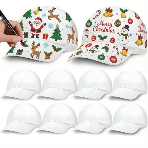 NIYANGLE 10 Stück Kinder Baseball Cap Zum Bemalen Weiß Baumwolle Schirmmütze DIY Kunsthut Für Jungen Und Mädchen Sommer Sonnenschutz Mützen Set