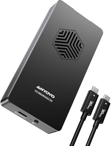 ANYOYO 80 Gbit/s M.2 NVMe SSD-Gehäuse unterstützt bis zu 8 TB intelligente Temperaturregelung und Lüfterkühlung, kompatibel mit Thunderbolt 3/4/5/USB4, abwärtskompatibel mit USB 3.2/3.1/3.0 (Schwarz)