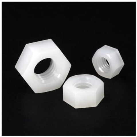 10/50 Stück M2 M2,5 M3 M4 M5 M6 M8 M10 M12 M14 M16 Sechskantmuttern aus weißem/schwarzem Nylon-Kunststoff for Wärme-/Stromisolierung(White,M3 50pcs)