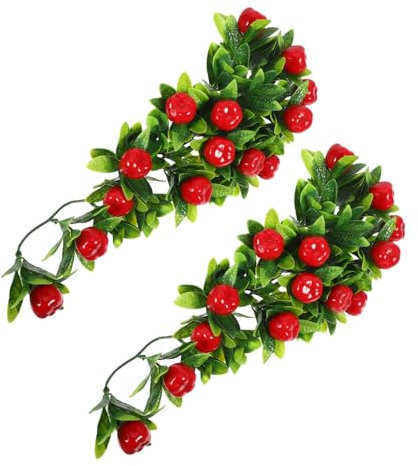 CLISPEED 2pièces Guirlande Artificielle Fruits Décoratifs Suspendue avec Vertes pour Décoration Murale Intérieure Et Fêtes Vigne Fruitière Réaliste Adaptée à Éducation