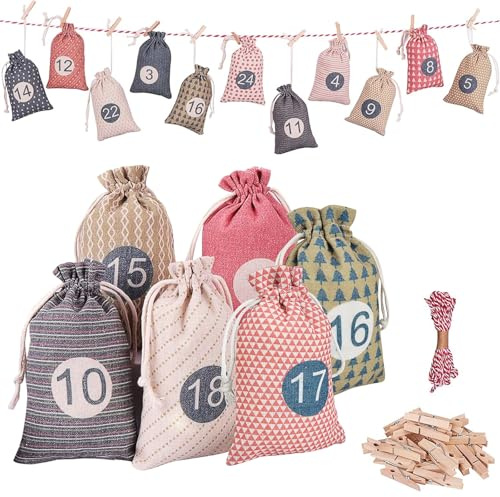 Calendario de Adviento para rellenar tú mismo (patrón colorido)