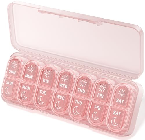 Betife AM PM Pill Organiser 7 Day, Weekly Pill Organiser Box 2 Times a Day