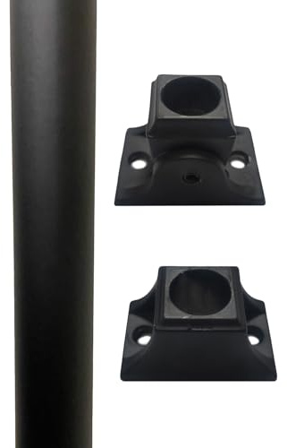 Stair Railing Kit with 5/8 Inch (15.9 mm) Round Iron Balusters x 44 Inch (1117.6 mm) | Swivel Connector Shoes and Screw-Down Flat Shoes | Satin Black | 30 Piece Set