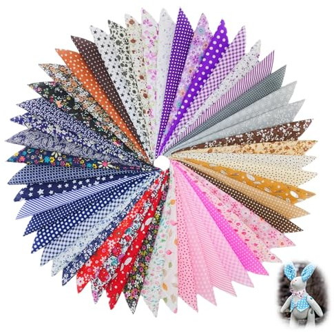 50 Stück Stoffreste zum Basteln, 20x20cm Stoffe zum Nähen Patchwork Stoff, Bedruckter Stoffpakete Baumwollstoff Patch Work für Kleidung, Vorhänge, Bettwäsche, DIY Basteln