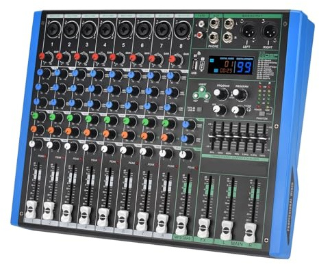 Mischpult, 8-Kanal-Stereo-Mischpult, USB-PC, Wiedergabe, Aufnahme, Sound, Audio-Mixer, 7-Band-EQ, DJ-Controller, Tisch For KTV