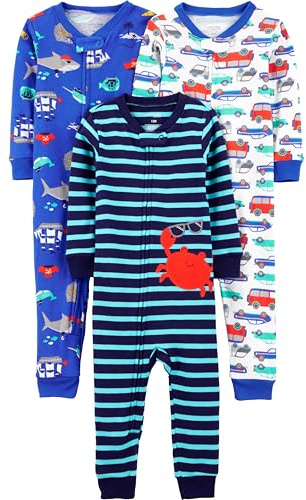 Simple Joys by Carter's Baby - Jungen 3-Pack Snug Fit Footless Cotton Pajamas Schlafstrampler (3er Pack)