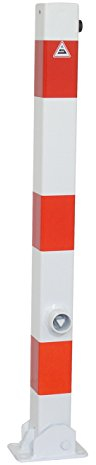 BAUZAUNWELT Absperrpfosten 70 x 70 mm umlegbar für Dübelbefestigung und Dreikantverschluss nach DIN 3223