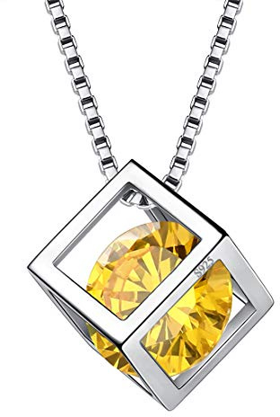 Aurora Tears 925 Sterling Silver Birthstone Necklaces Stud Earrings Jewellery Sets Gifts Square Birth Stone Pendant for Women and Girls