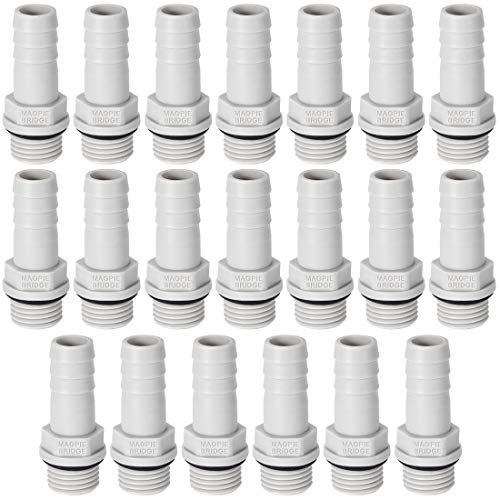 sourcing map Conector Manguera de Lengüeta, Racor Manguera Recto de PVC, Púa de 10mm DI, Rosca Macho 1/4G, Adaptador Manguera Tubo de Aire Gas Agua, 20 Piezas