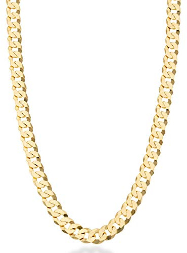 Miabella Italian 18K Gold Plated 925 Sterling Silver 7mm Cuban Link Curb Chain Necklace for Men Women, Made in Italy (Length 24 Inches)