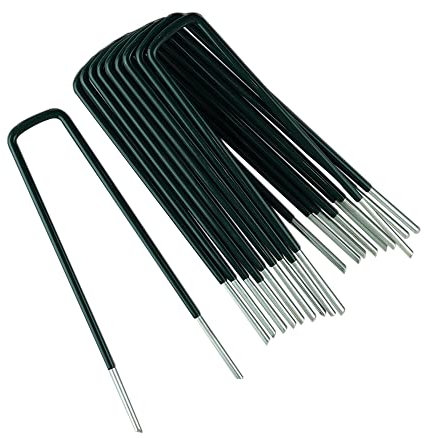 PVC Coated Garden Pegs Heavy Duty Metal Ground Pegs - Anti Rust Galvanised Steel Pegs for Securing Weed Control Fabric, Ground Sheets Membrane, Astro Turf - 10 Pcs