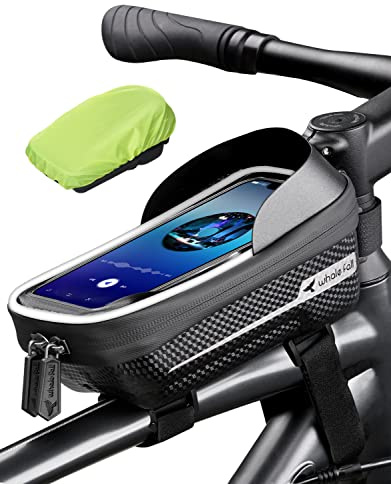 whale fall Reflective Frame Bag Waterproof Hard EVA Bike Bag with TPU Touchscreen, Sun Visor, Rain Cover, Pressure-Resistant, Fits Phones up to 6.9''