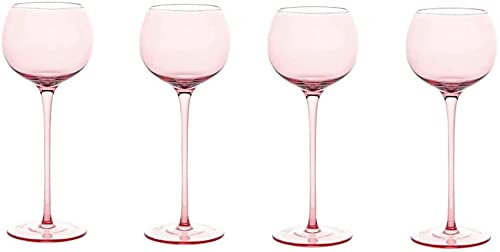 ZRDSZWZ Copas de vino de tallo alto fiables copas de vino grandes para copas de vino blanco y tinto Juego de 4 copas de vino (color: rosa)