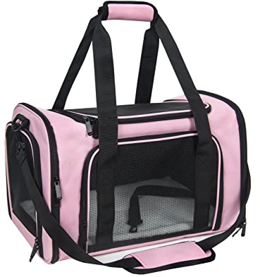 NextFri Transportbox für kleine, mittelgroße Katzen, Hunde, TSA-Fluggesellschaften zugelassen, zusammenklappbar, Größe M, Rosa